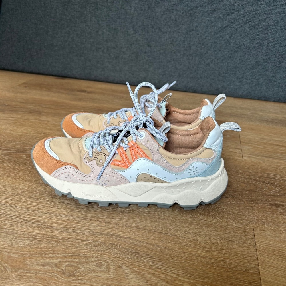 Flower Mountain Yamano 3 Womens Sneakers Tan Orange Blue Barely Worn